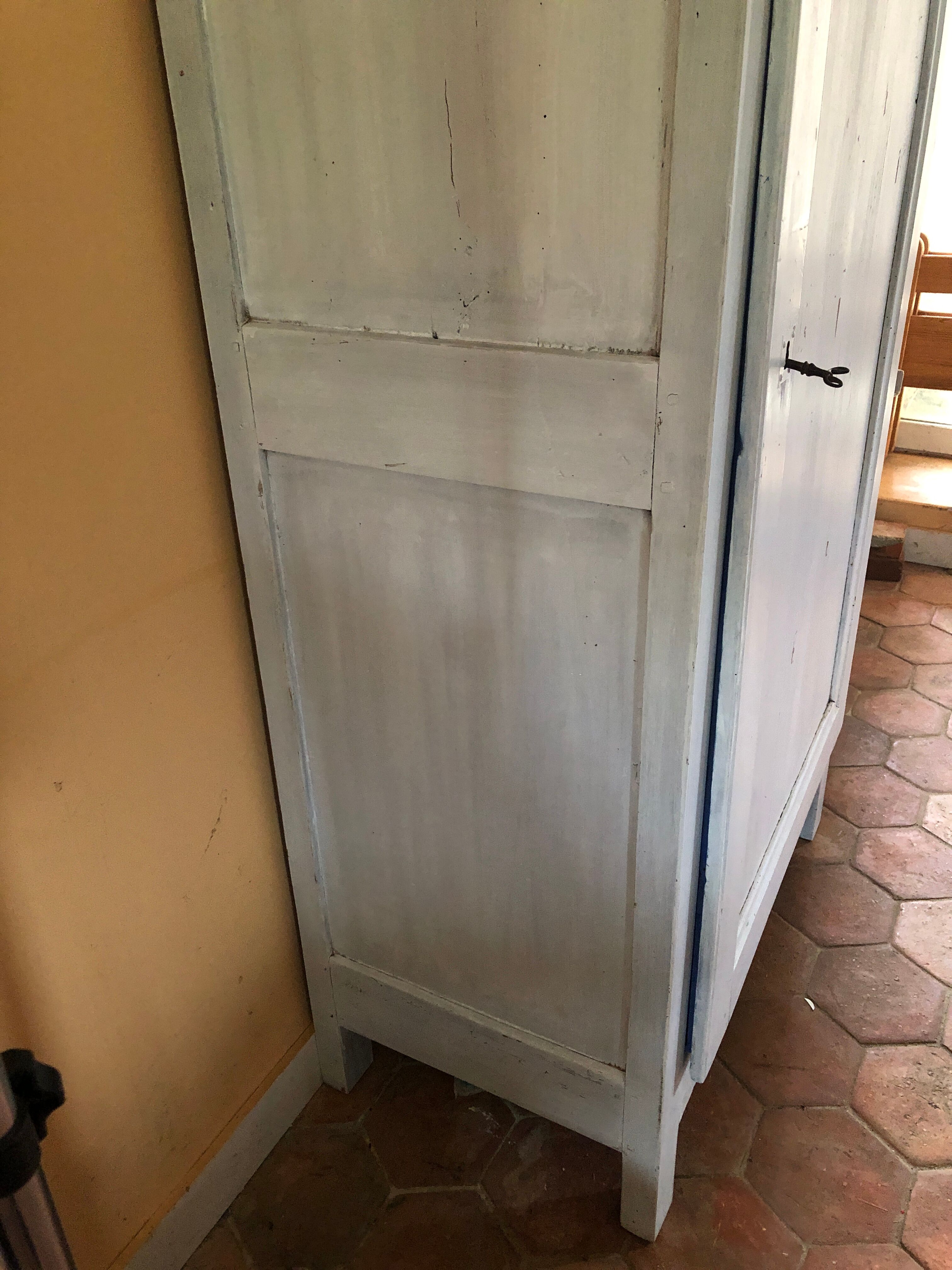 Wardrobe a door in white wood painted gray
