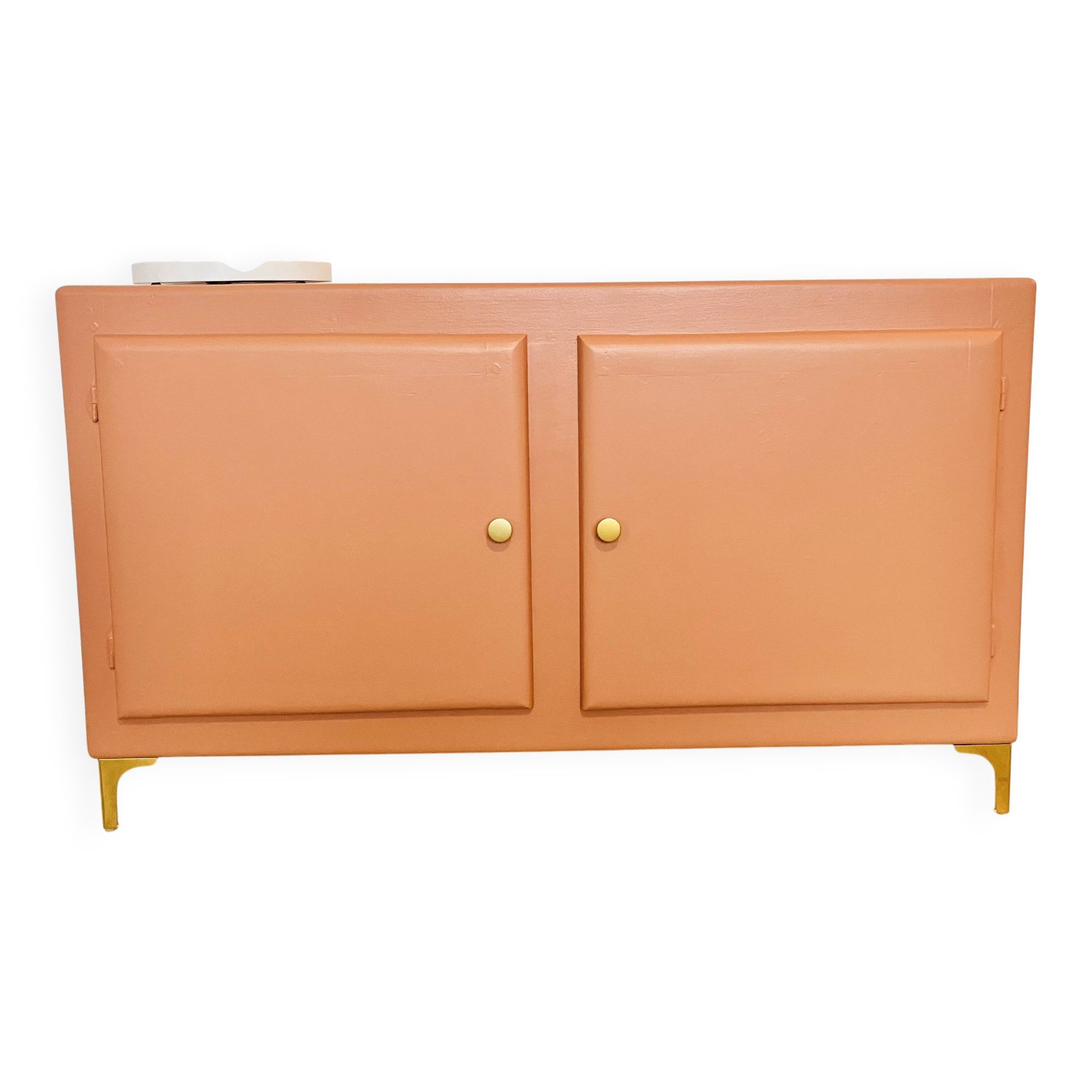 Terracotta painted wooden sideboard