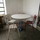 Guerin metal garden table, bistro table, cast foot