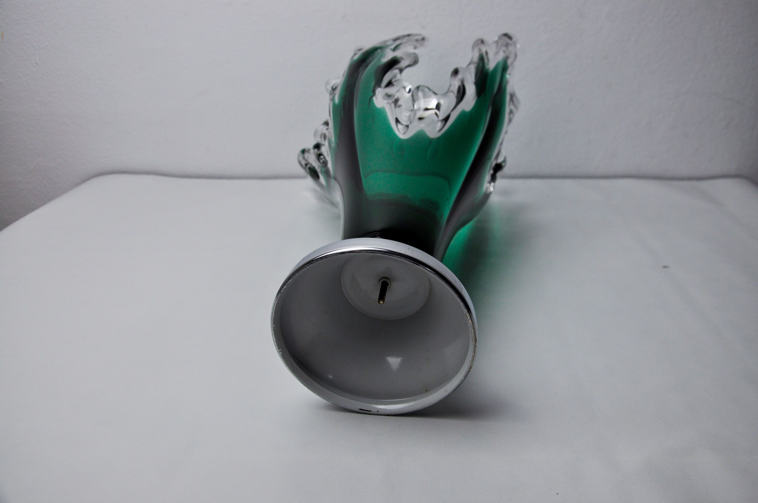 Sommerso vase by seguso in green murano glass, Italy, 1970