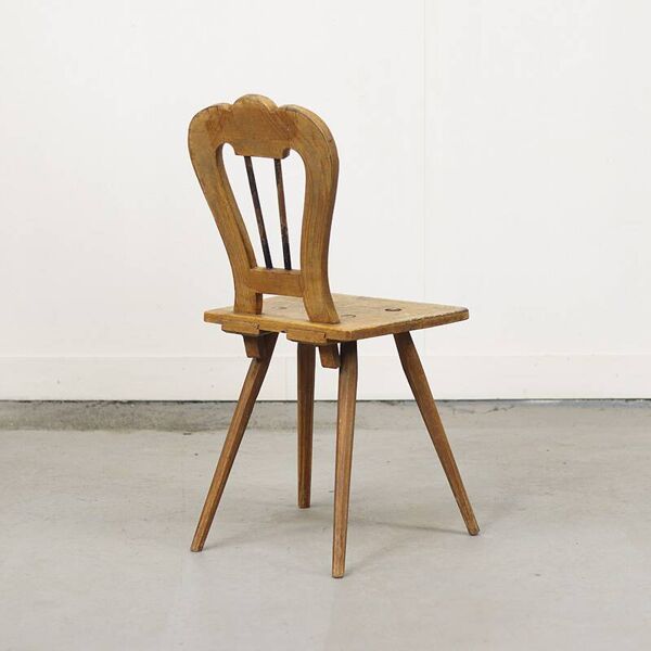 Chaises de montagne primitives peintes antiques du 19ème siècle