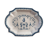 Oval dish in Moustiers earthenware in shades of blue