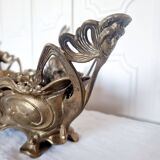 French Art Nouveau bronze planter decorated with a female mermaid