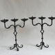 Pair of antique wrought iron chandeliers