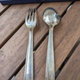 Antique silver plated fork and spoon in box 60g