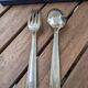 Antique silver plated fork and spoon in box 60g