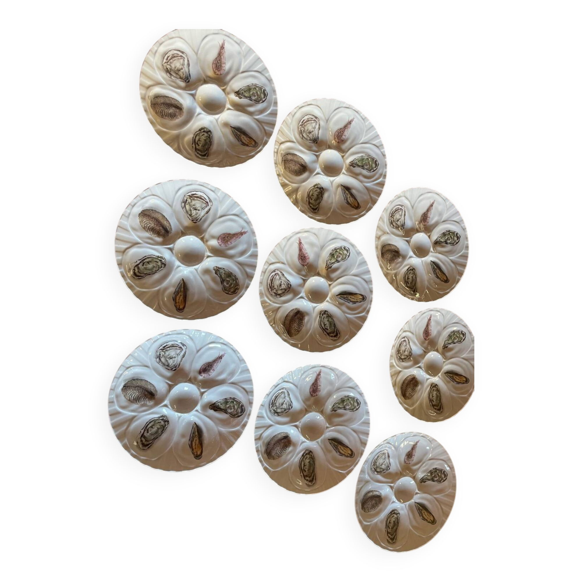 Porcelain oyster plates "The swallow" Melun sur Yevre
