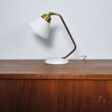 Swedish Table Lamp in Brass and White Metal, EWÅ Värnamo, 1950s
