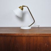 Swedish Table Lamp in Brass and White Metal, EWÅ Värnamo, 1950s