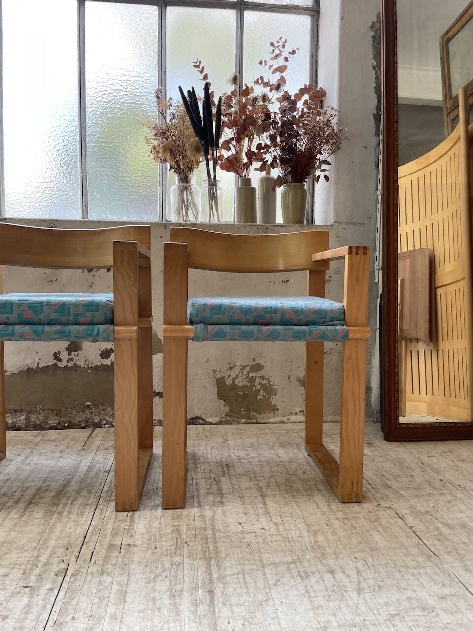Set of 6 oak chairs with armrests Ate Van Apeldoorn