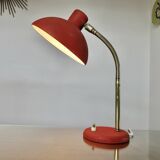 "Cocotte" lamp in brass and red lacquered metal, 1950s-60s.