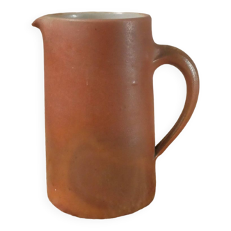 Pitcher vase with handle in vintage sandstone ceramic Scandinavian country decorative object