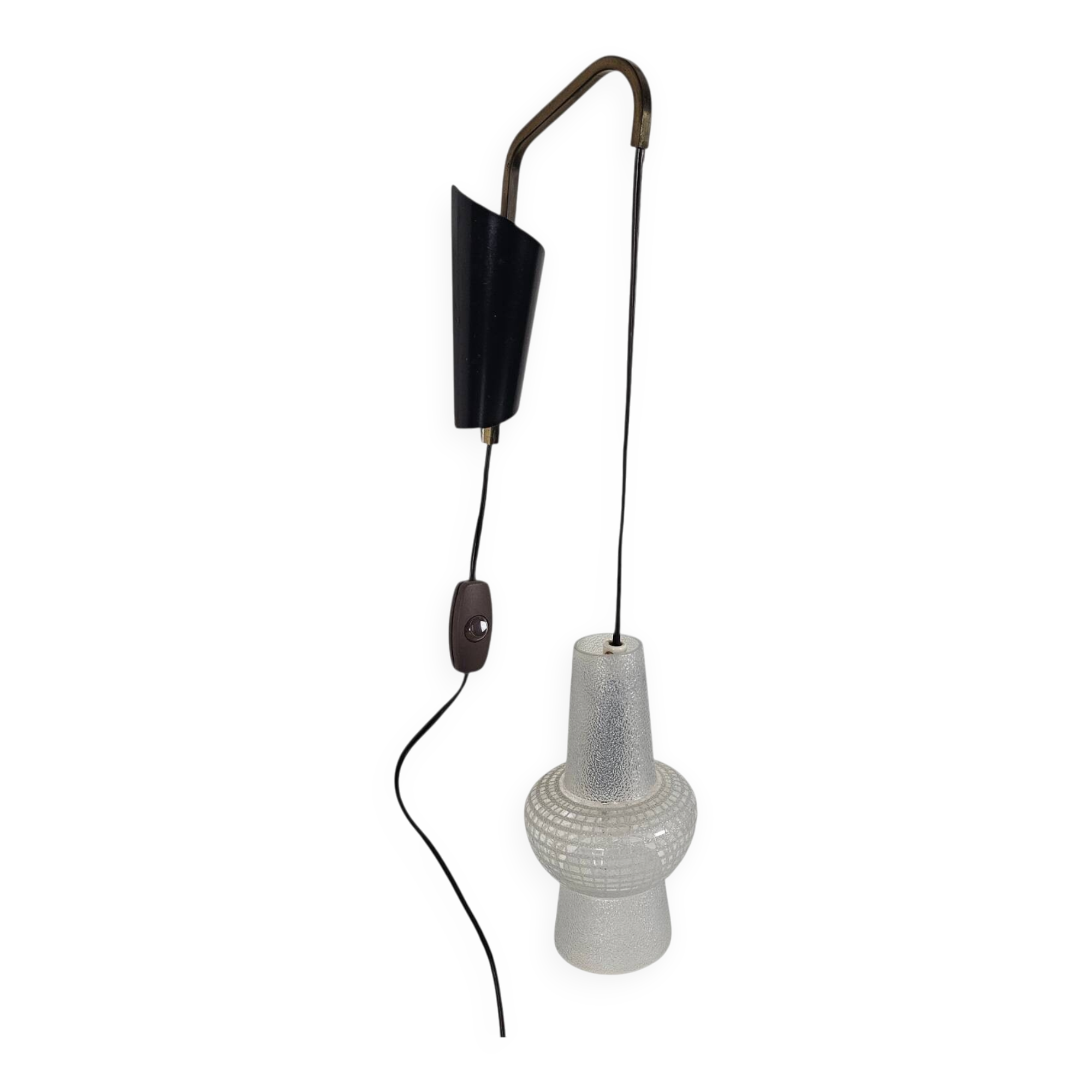 Suspension design néerlandais - Philips - modèle NX 14 - verre satiné - années 50 - Louis Kalff