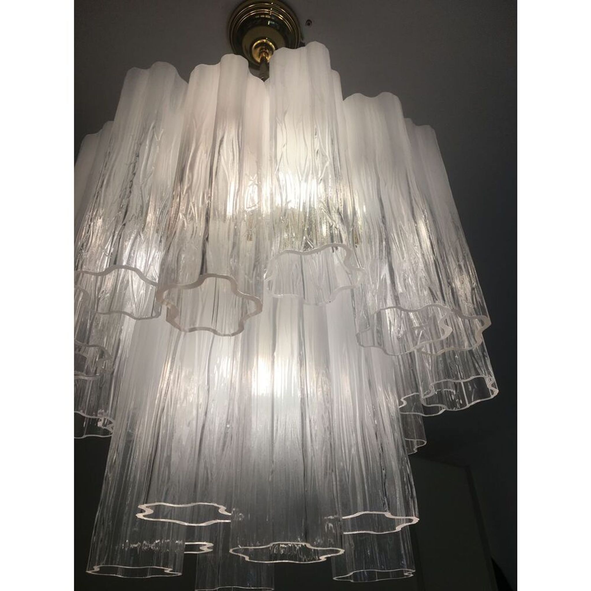 Suspension blanc en verre de murano « tronchi » disparu d50