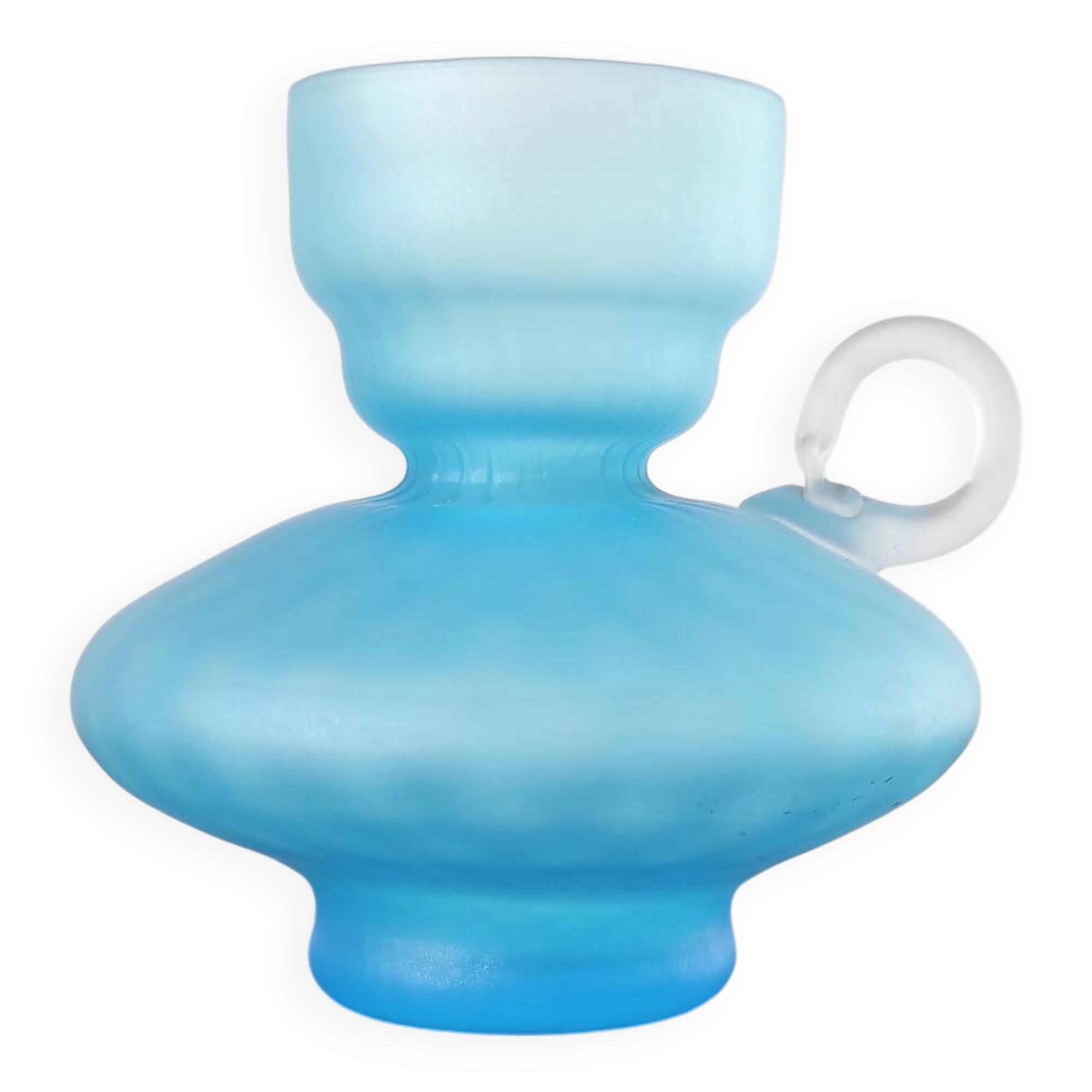 Vintage frosted glass candlestick - 60s 70s design