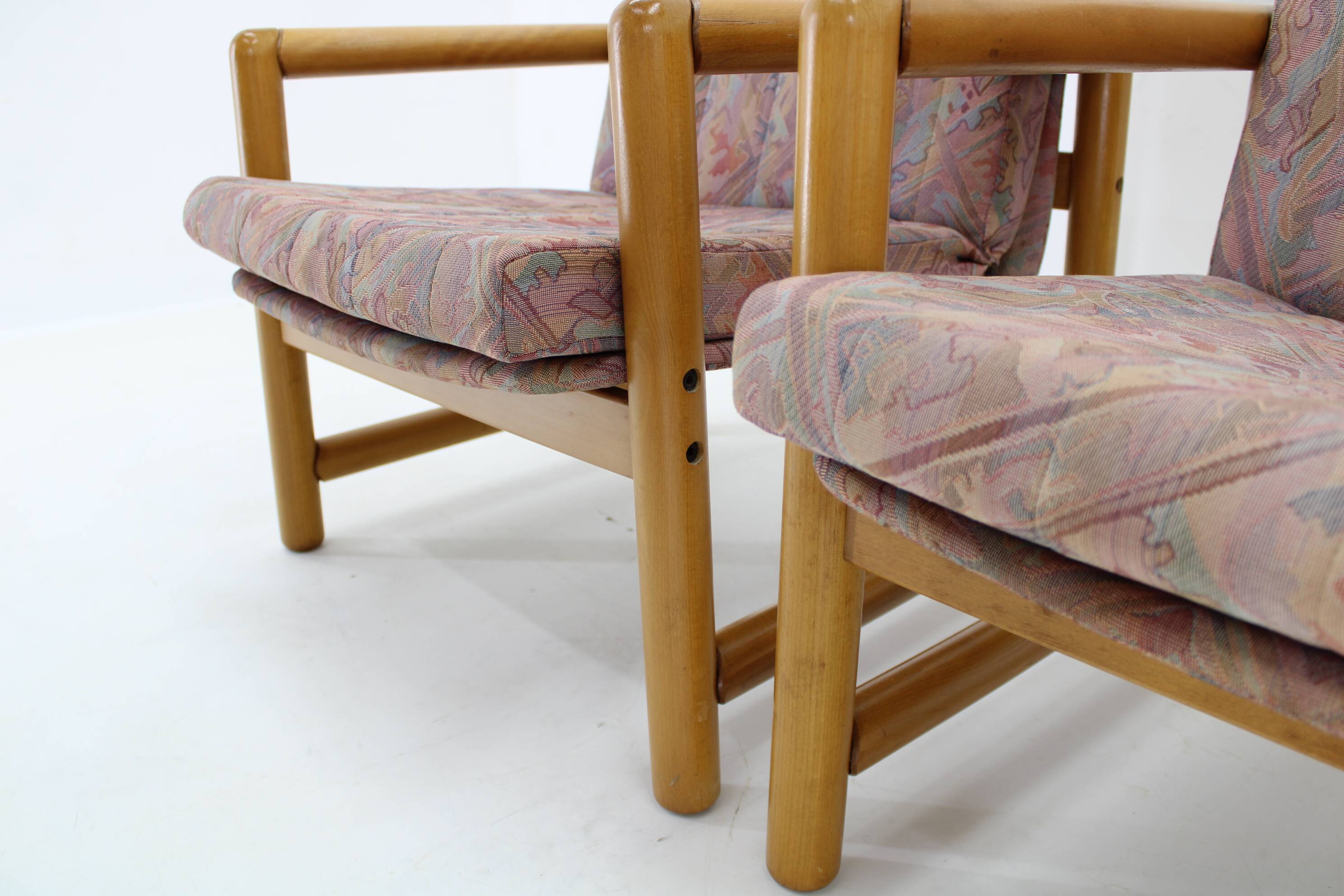 1970s Pair of Beech Armchairs and Coffee Table  by TON, Czechoslovakia