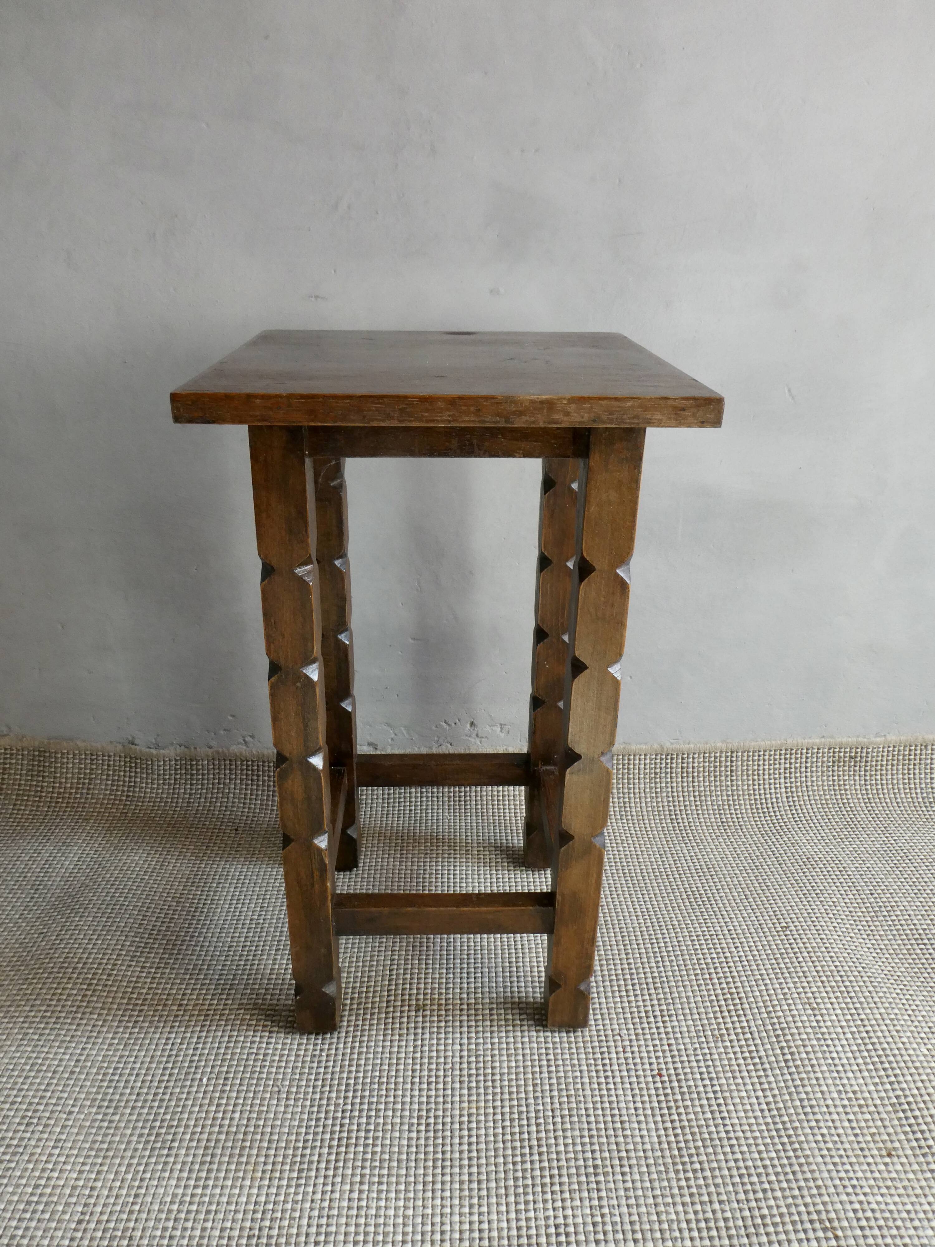 Wooden stool with carved legs, Folk Art