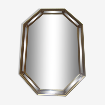 Octagonal mirror frame in gilded wood 47x67cm