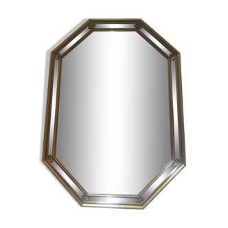 Miroir octogonale cadre en bois doré 47x67cm