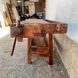 Ancien etabli de menuisier en bois massif fin xixeme