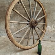 Antique cart wheel wagon wheel XXL oak wood 126 cm