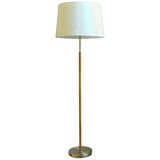 Modern mid-century brass and leather floor lamp Atelje Lyktan, Sweden