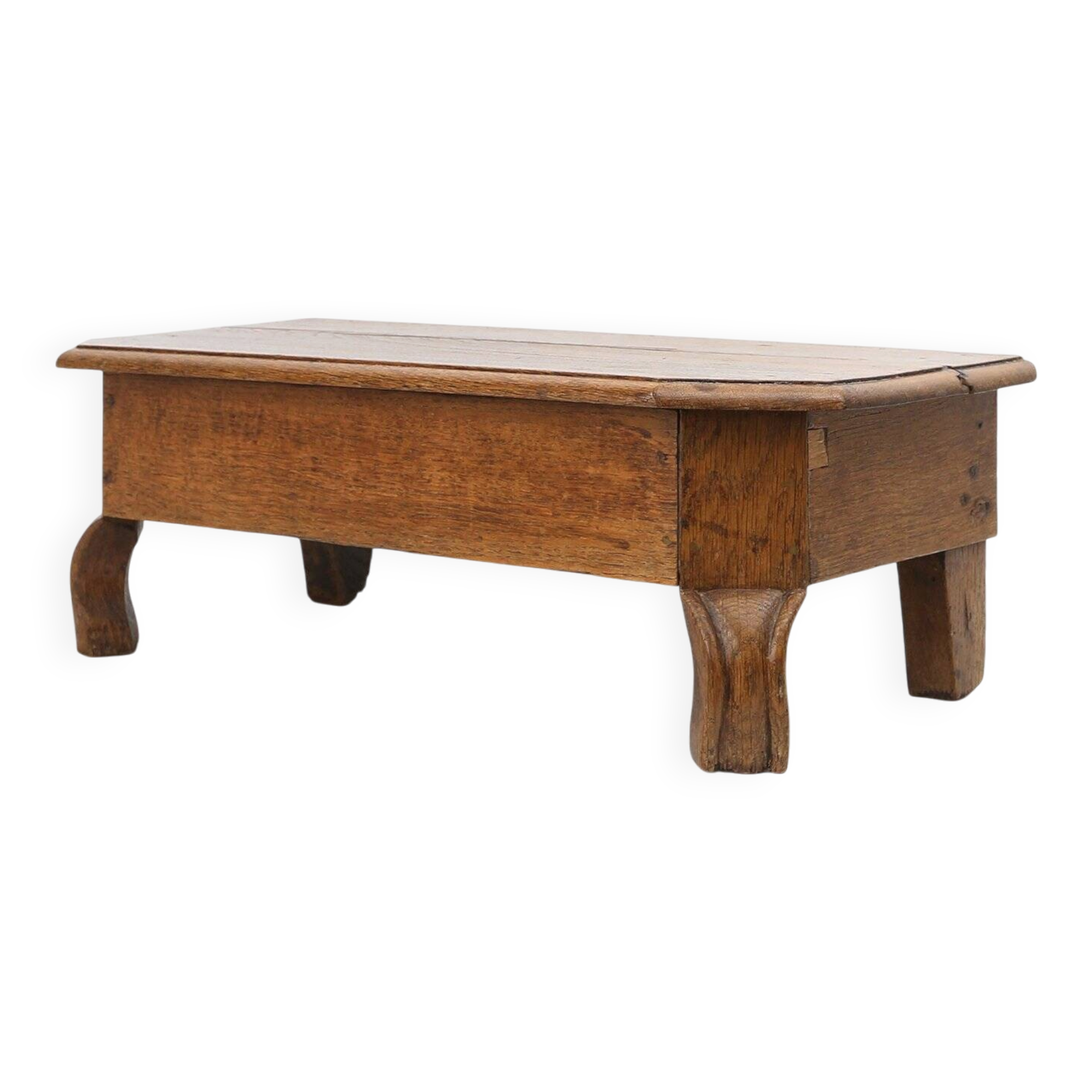Tabouret d'église rustique en chêne massif, France, vers 1900
