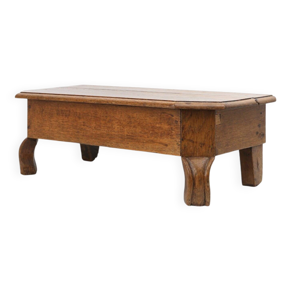 Tabouret d'église rustique en chêne massif, France, vers 1900