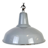 Industrial British Grey Enamel Factory Pendant Lamp, 1960s