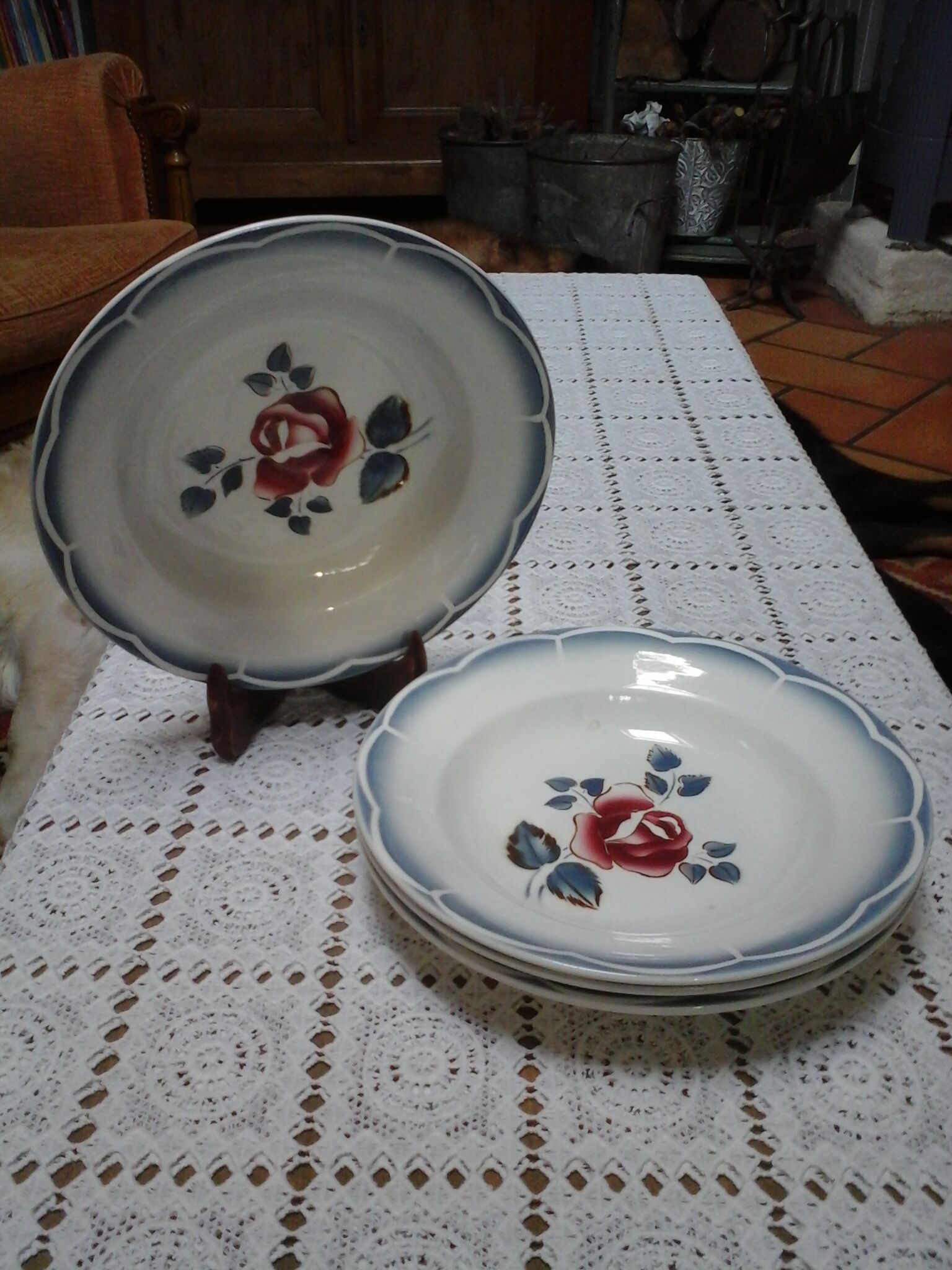 Lot de 4 assiettes creuses de Digoin Sarreguemines