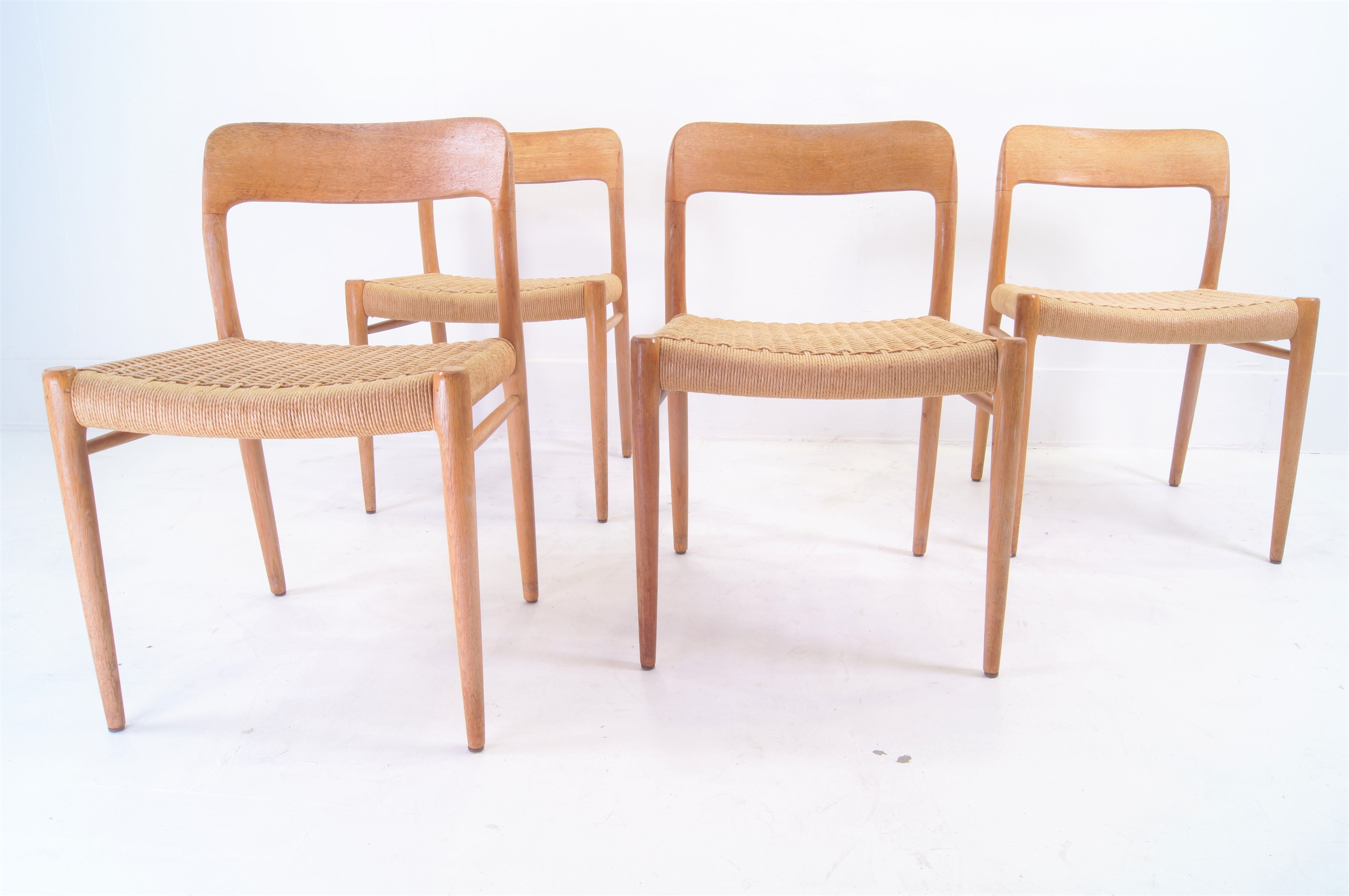 4 chairs by Niels Otto Moller, model 75 for J.L. Mollers Mobelfabrik