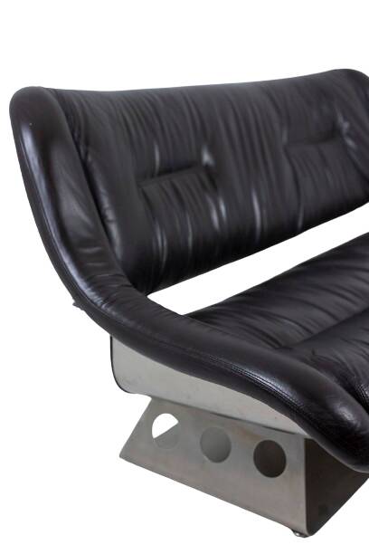 Metal and leather living room. 1970s