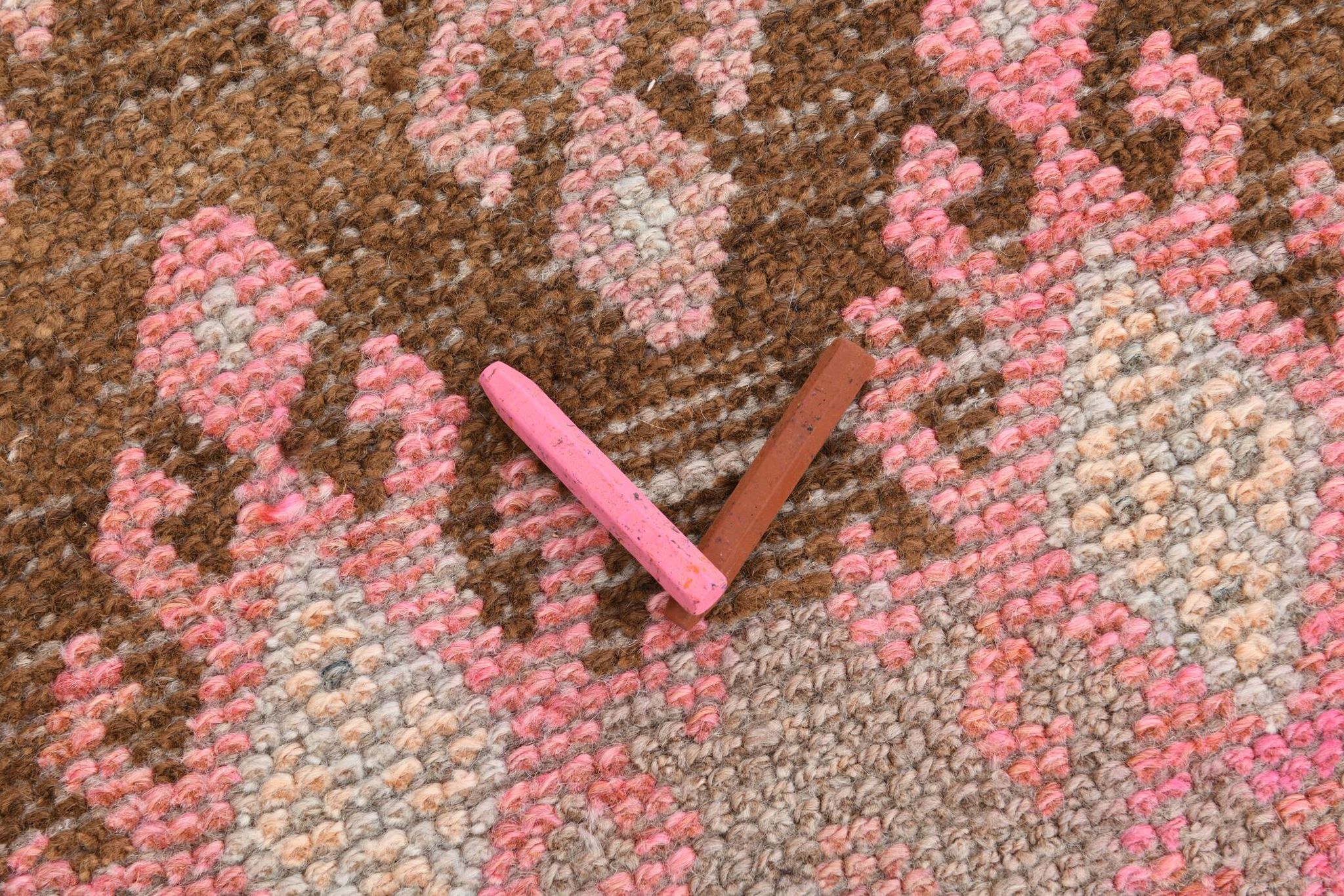 3x12 Pink & Brown Suğer Soft Modern Vintage Runner Rug, 92x376Cm