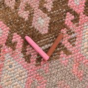 3x12 Pink & Brown Suğer Soft Modern Vintage Runner Rug, 92x376Cm