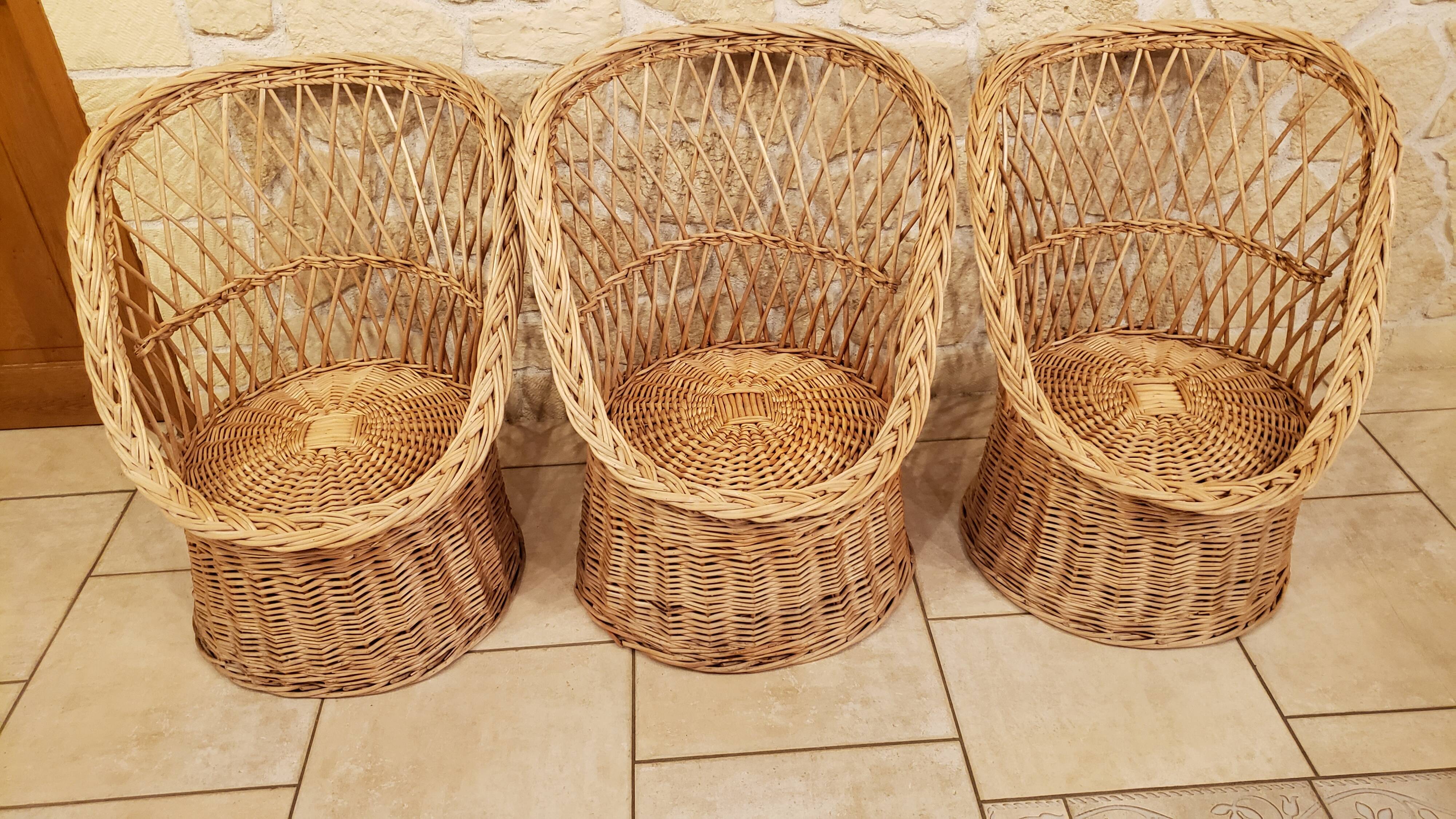 Salon enfant en rotin vintage