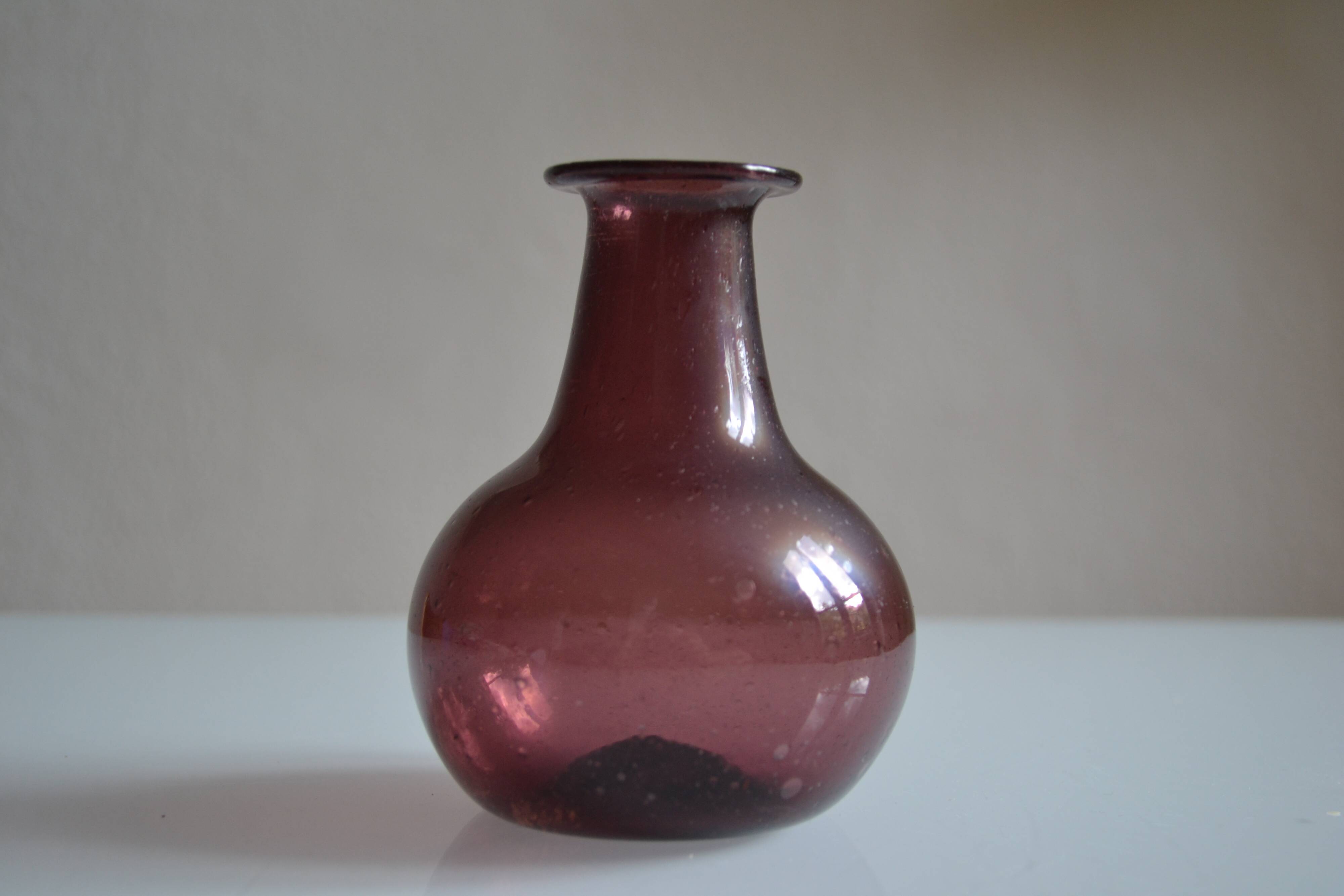Blown and bubbled glass vase