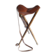 Tabouret de chasse en cuir trépied en bois pliable, France années 1960.