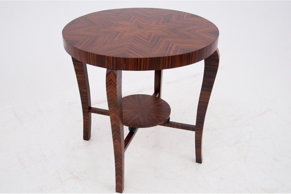 Table basse ronde art déco, pologne, milieu du 20ème siècle