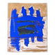 Mid-century modern "abstract in blue" swedish vintage abstract mixed media painting, framed
