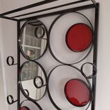 Wall-mounted coat rack, hats and umbrellas in wrought iron