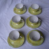 Art Deco style iridescent yellow porcelain coffee service