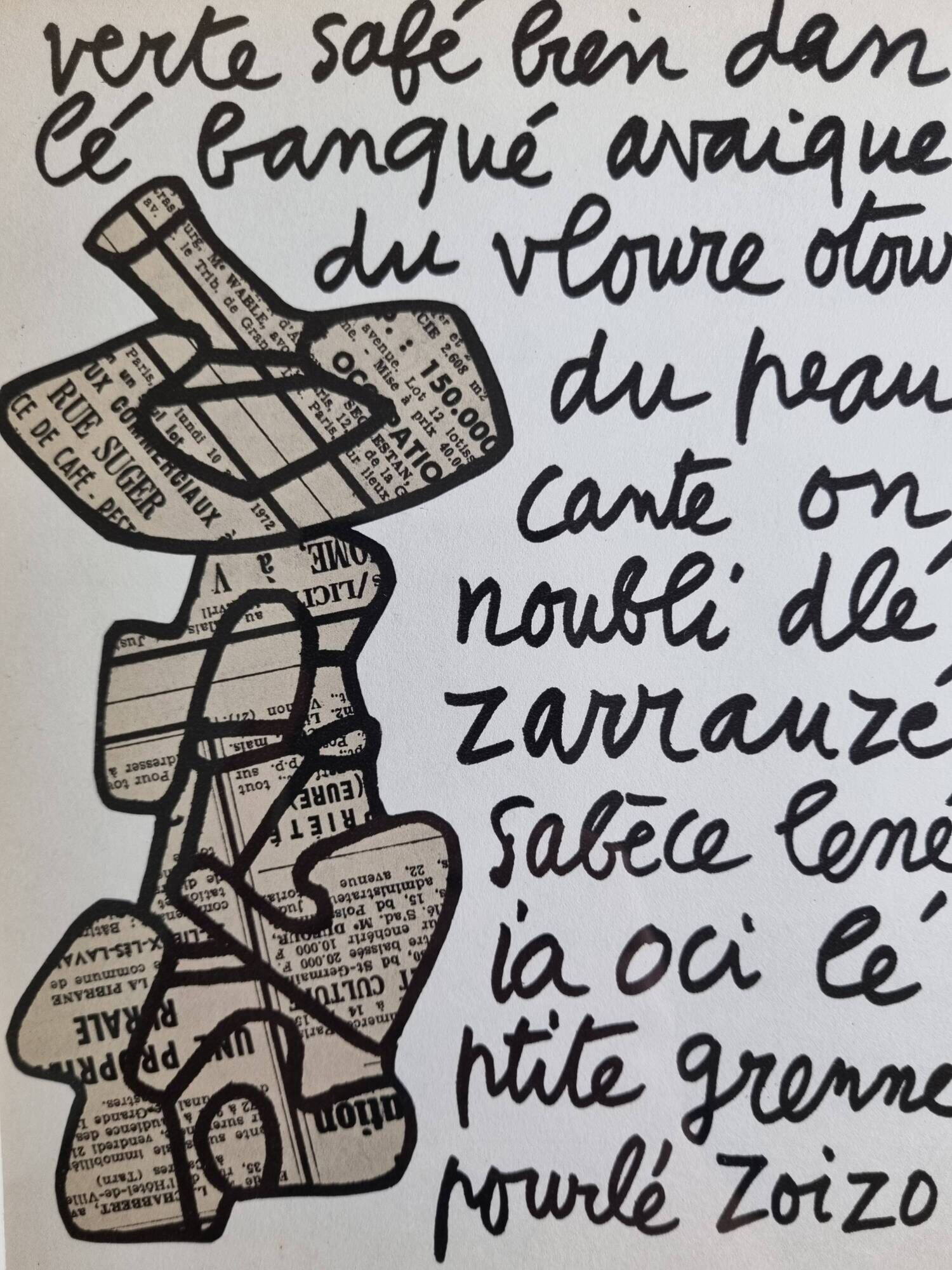 Screenprint after Jean Dubuffet framed under glass 26 cm by 32 cm