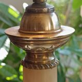 large Napoleon III bronze and onyx column lamp