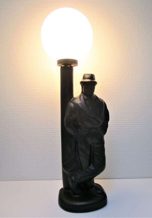 Lampe céramique noire design années 80 homme réverbère vl holland