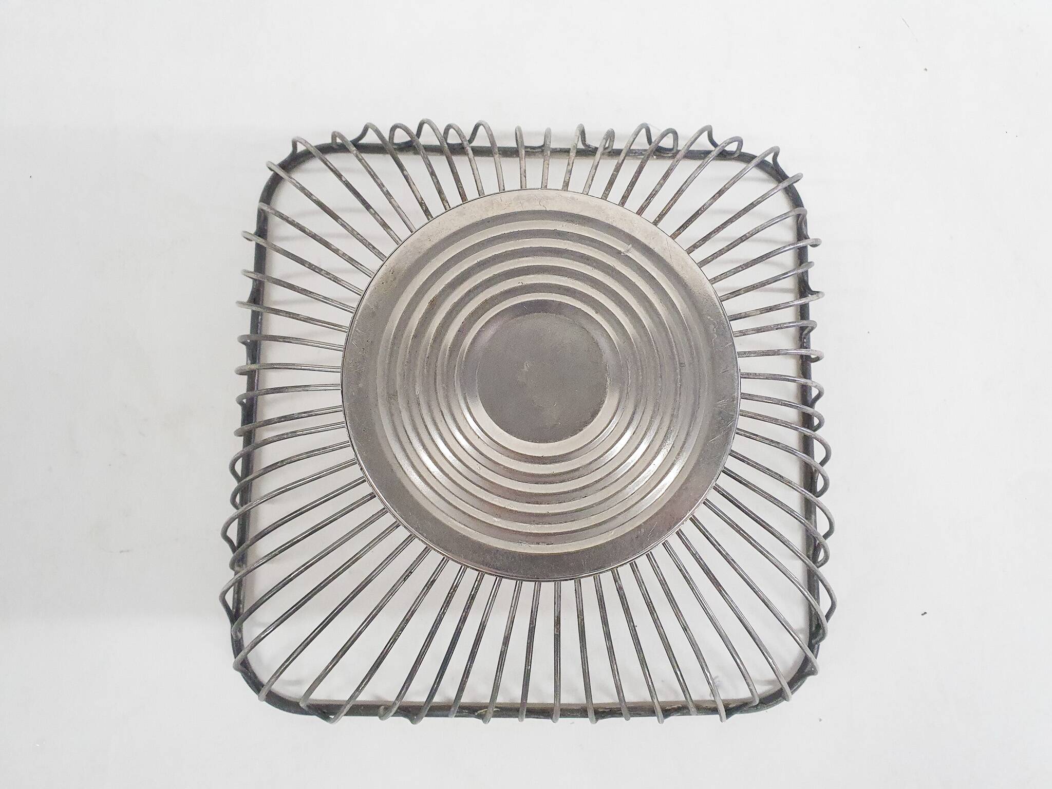 Wired square fruit bowl or bread basket, Italy 1970's