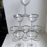 Set of 8 wine glasses with silver edging 50s