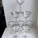 Set of 8 wine glasses with silver edging 50s