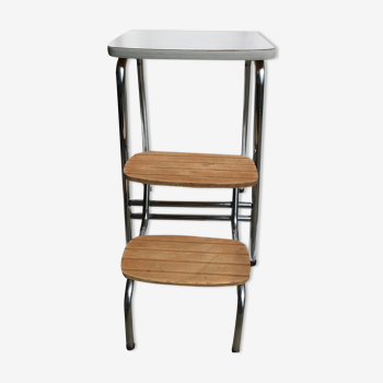 Stepladder stool formica white wooden steps