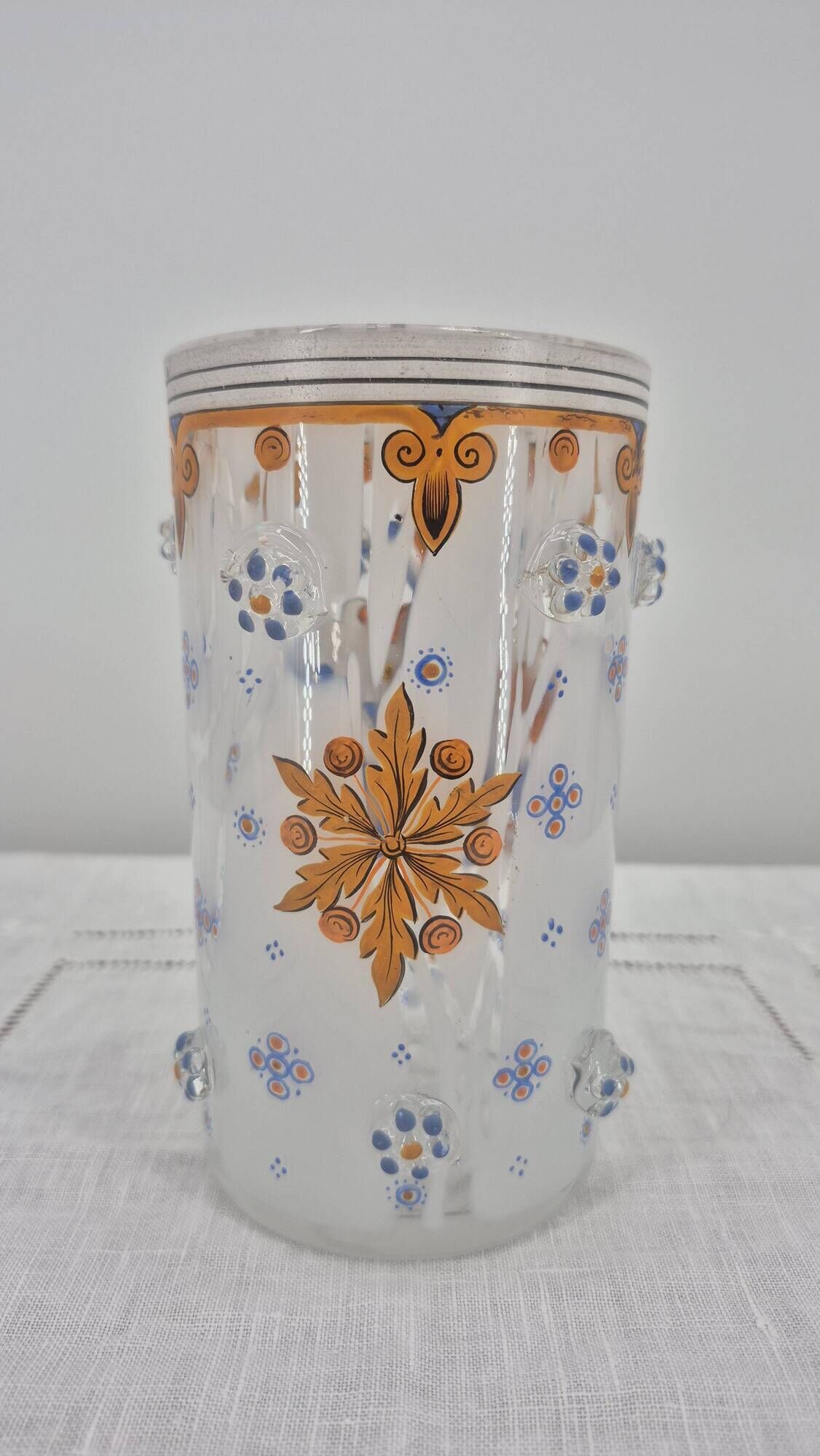 Small enamelled glass vase with armorial design in Historismus style from 19th century Bohemia.