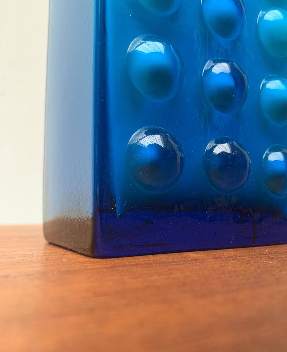 Mid-century German block glass bubble vase by Karl Friedrich Glass.